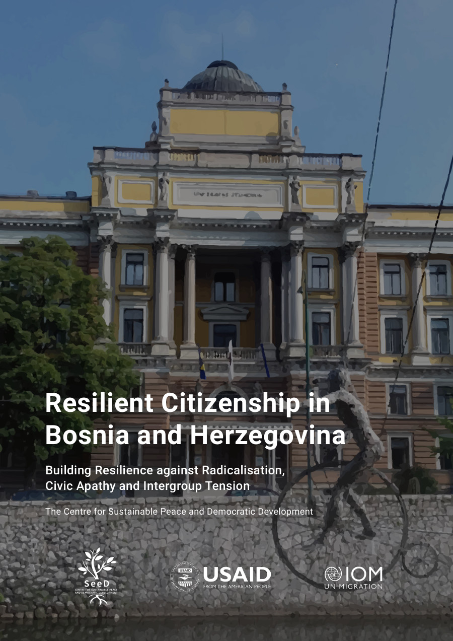 Resilient Citizenship in Bosnia and Herzegovina report cover with a photograph of a public building.